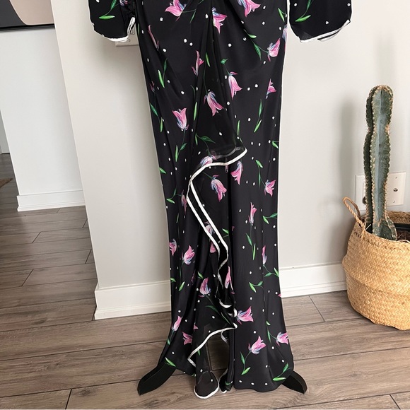 RIXO London Gabrielle Dress, Ruffled Floral Print Silk Maxi Dress Size XL - Picture 10 of 16